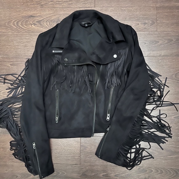 Fringed Suede Biker Jacket - Picture 3 of 3